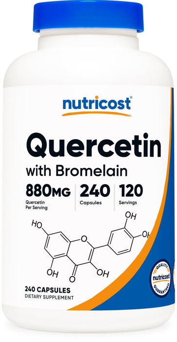 Nutricost Quercetin 880mg, 240 Vegetarian Capsules with Bromelain (165mg) - 120 Servings (440mg Quercetin Per Cap) - Gluten Free, Non-GMO