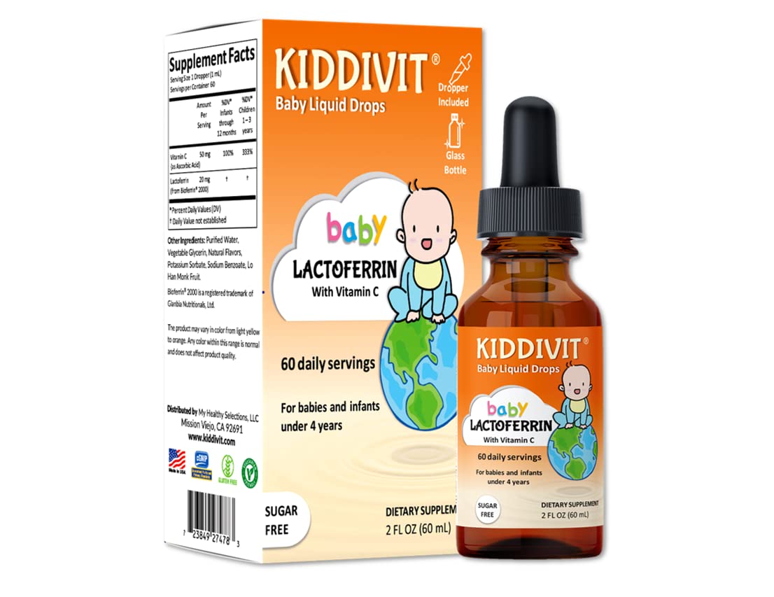 Kiddivit Baby Lactoferrin Liquid Drops - 60 Daily Servings, 2 Fl Oz (6