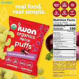 IWON Organics Caramelized Onion Flavor Protein Puff, High Protein and Organic Healthy Snacks, 8 Bags