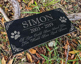 You Left Paw Prints on Our Hearts Pet Memorial Stones Personalized Headstone Grave Marker Absolute Black Granite Garden Plaque Engraved with Dog Cat Name Dates