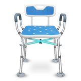 Bcareself Shower Chair with Arms with Unique Heavy Duty Crossbar Supports Bath Chair with Back Bariatric Bath Stool Safety Handicap Shower Chair for Disabled Elderly Seniors Height Adjustable