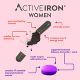 Active Iron for Women, Non-Constipating, 30 Active Iron High Potency Capsules with 30 Multivitamin Tablets, Helps Strengthen Your Immune System