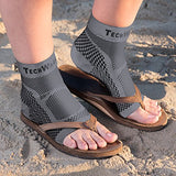 TechWare Pro Ankle Brace Compression Sleeve - Relieves Achilles Tendonitis, Joint Pain. Plantar Fasciitis Foot Sock with Arch Support Reduces Swelling & Heel Spur Pain. (Gray, L/XL)