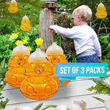 (Set of 3 Pcs) Wasp Trap Outdoor Hanging, Garden Yellow Jacket Trap for Outdoor, Bee Traps for Outside Reusable, Hornet Yellow Jacket Deterrent Trap Hanging (Orange)