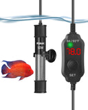 Kulife Fumak 50W Adjustable Aquarium Heater Super Short Submersible Fish Tank Heater Fish Heater with LED Digital Display Thermostat, for Tanks 5-10 Gallons