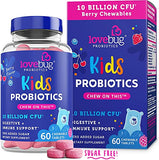 Lovebug Kids Probiotics, 60 chewables – 10 Billion CFU with L GG and B Infantis – Allergen-Free, Non-GMO, Sugar-Free, Vegan