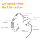 Otofonix Elite OTC Hearing Aid with Background Noise Reduction, Battery Powered, Behind-the-Ear Nearly-Invisible Fit, for Seniors & Adults with Mild to Moderate Hearing Loss, Left Ear, Beige