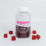 Troomy Shine: Natural Beauty Gummies - Biotin + Collagen + Tremella Mushroom - White Peach Pomegranate Flavor - 60 Count