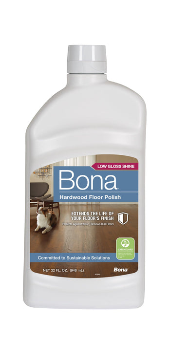 Bona Hardwood Floor Polish - 32 fl oz - Low Gloss Shine - 32 oz covers 500sq ft of flooring - for use on Wood Floors