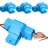 Kittmip 4 Pcs Dual Entry Large Rat Traps Tunneled Safe Pest Rat Control Rat Trap Indoor and Outdoor Pet and Child Safe Rat Traps for Home Quick Effective Mouse Catcher Sanitary (Blue)