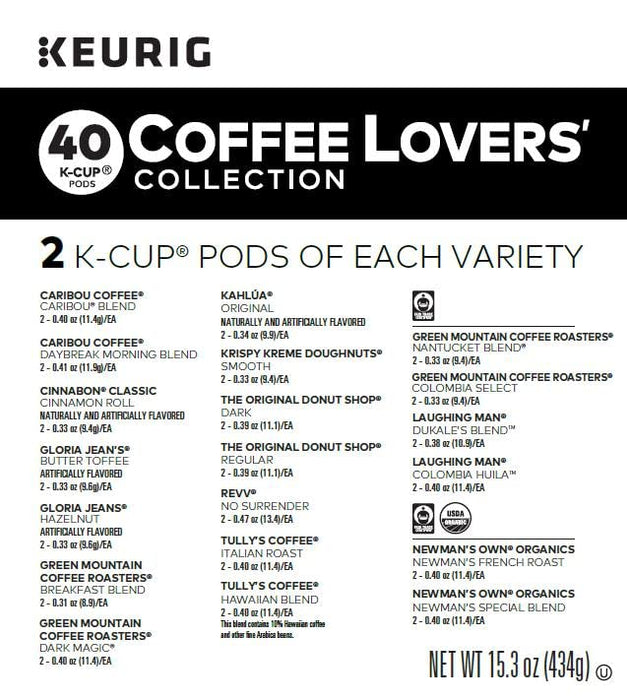 Keurig Coffee Lovers' Collection Sampler Pack, Single-Serve K-Cup Pods, Compatible with all Keurig 1.0/Classic, 2.0 and K-Café Coffee Makers, Variety Pack, 40 Count