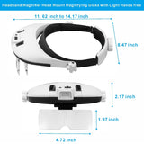 AmsOpto Large Lens Head Magnifier Headband Magnifying Glass with Light Hands Free 8 LED Magnifier with Cold and Warm Light for Close Work, Sewing, Crafts, Reading, Repairing, Jewelry