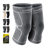 CAMBIVO 2 Pack Knee Brace, Knee Compression Sleeve Support for Men and Women, Knee Pads for Running, Hiking, Meniscus Tear, Arthritis,Joint Pain Relief (Cool Gray,Small)