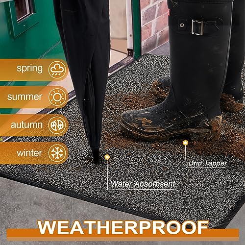 Mibao Dirt Trapper Mat for Indoor&Outdoor, 36"x60"(90x150cm), Grey Black,Washable Barrier Rug, Heavy Duty Non-Slip Entrance Shoes Scraper, Super Absorbent Front Door Carpet