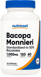 Nutricost Bacopa Monnieri 1,000mg, 120 Capsules (60 Servings) - Non-GMO, Gluten Free, and Vegetarian Friendly