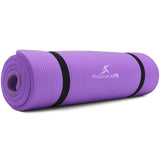 ProsourceFit Extra Thick Yoga and Pilates Mat ½” (13mm) or 1" (25mm), 71-inch Long High Density Exercise Mat with Comfort Foam and Carrying Strap, Grey