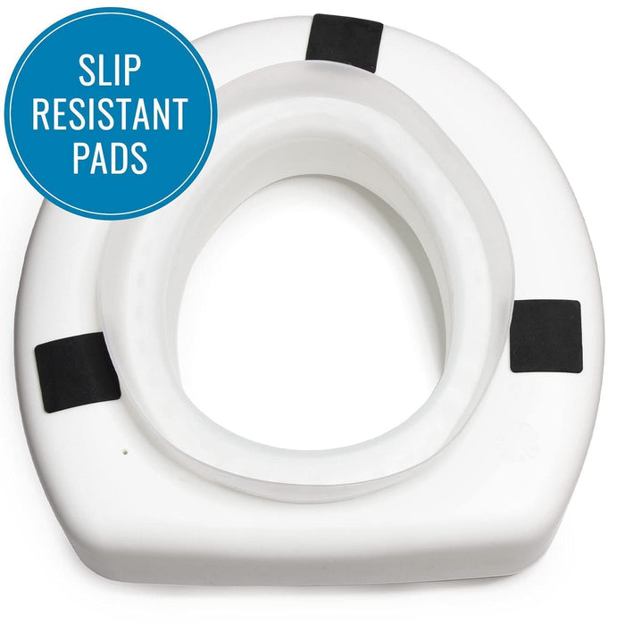 HealthSmart Raised Toilet Seat Riser That Fits Most Standard (Round) Toilet Bowls for Enhanced Comfort and Elevation with Slip Resistant Pads, FSA HSA Eligible, 15.7 x 15.2 x 6.1"