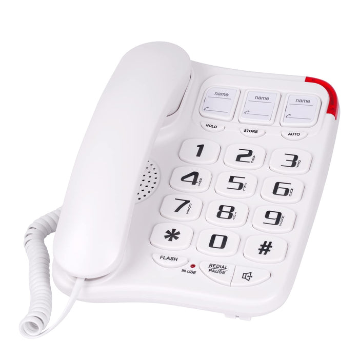 Large Button Phone for Seniors, Loud Ringer, One-Touch Dialing. Amplified Corded Phone with Speakerphone for Elderly Home Landline Phones, No Need to use Batteries.