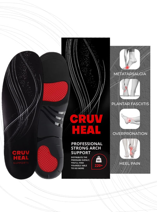 (Pro Grade) 220+ lbs Plantar Fasciitis High Arch Support Insoles Men Women - Orthotic Shoe Inserts for Arch Pain Relief - Boot Work Shoe Insole - Standing All Day Heavy Duty Support (Gray, M)