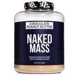 NAKED Chocolate Peanut Butter Mass - 1,280 Calories, 50G Protein, Nothing Artificial. All Natural Weight Gainer Protein Powder - 8Lb Bulk, GMO Free, Gluten Free & Soy Free