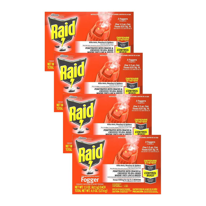 Raid Concentrated Deep Reach Fogger (Pack of 4)