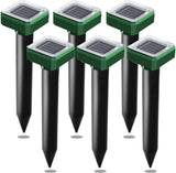 6PK Upgrade Mole Repellent for lawns Gopher Repellent Ultrasonic Solar Powered Snake Repellent Deterrent Mole Repeller Vole Repellent Outdoor Lawns Garden Yard All Pests Sonic Spikes Stakes Chaser