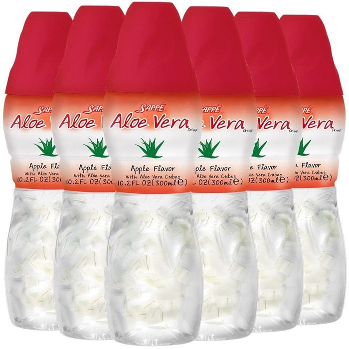 Aloe vera juice (Apple flavored) Aloe vera drink with pure aloe pulp (6 Packs) Plant based juice great for hydration and contains large aloe pulp. Aloe vera apple juice is healthy for adults and kids