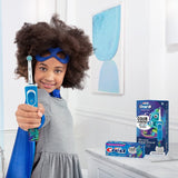 Oral-B Kid's Electric Rechargeable Toothbrush with Charger, Featuring Extra Soft Color Changing Bristles, for Ages 3, White/Blue