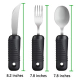 YPC Adaptive Utensils,Easy Grip Silverware,Built-Up Fork,Spoon and Rocker Knife for Adults,Elderly,Arthritis,Tremors and Parkinsons,3 Piece Set