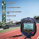 PULIVIA Sports Stopwatch Timer 10 Lap Split Memory Digital Stopwatch, Countdown Timer Pace Mode 12/24 Hour Clock Calendar with Alarm, 3 Rows Display Large Screen Water Resistant Battery Included