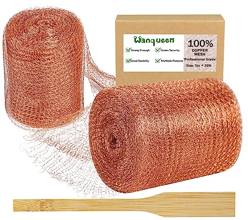 Copper Mesh Roll for Mice Rat Rodent Repellent, Sturdy 5’’ * 32Ft Copper Wool Mouse Trap for Bat Snail Bird Control with Packing Tool