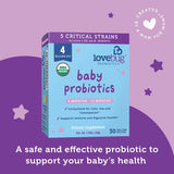 Lovebug Award Winning USDA Organic Probiotic for Babies | Multi-Strain 4 Billion CFU | Easy-to-Take Powder | Sugar Free | Ages 6-12 Months | 30 Packets