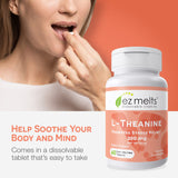 EZ Melts Dissolvable L-Theanine 200 mg, Sugar-Free, 1-Month Supply