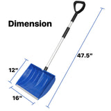 Snow Shovel, Snow Shovels for Driveway, Plastic Snow Shovels for Snow Removal with Aluminum Handle & D-Grip, 16" Wide Shovel for Snow Heavy Duty, 47.5 inch