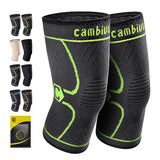 CAMBIVO 2 Pack Knee Brace, Knee Compression Sleeve for Men and Women, Knee Support for Running, Workout, Gym, Hiking, Sports (Green,X-Large)