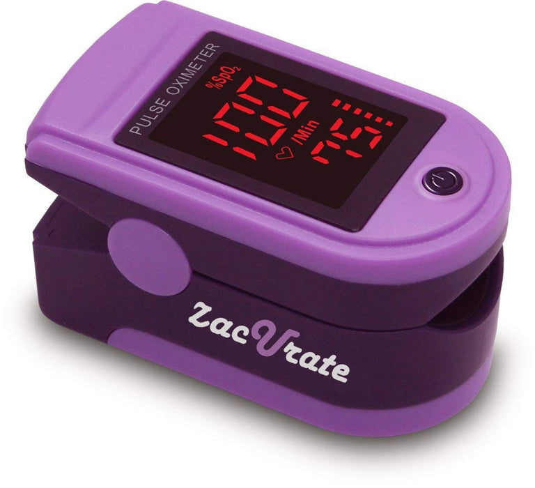 Zacurate Pro Series 500DL Fingertip Pulse Oximeter Blood Oxygen Saturation Monitor with Silicone Cover, Batteries and Lanyard (Mystic Purple)