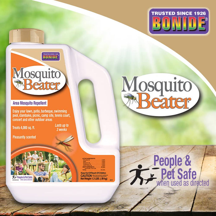 Bonide 5612 Mosquito Beater Area Mosquito Repellent Pellets for Outdoors, People & Pet Safe, 1.3 Lb. Ready- - Quantity 1