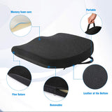 Tsumbay Memory Foam Seat Cushion, Office Soft Seat Cushion with Carry Handle, Washable Cover, Comfortable Coccyx Cushion for Home Office Chair Pad, Car Seat, Wheelchair -Black