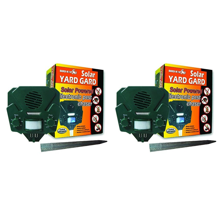 Bird-X Solar Yard Gard Electronic Animal Repeller Keeps unwanted pests Out of Your Yard with ultrasonic Sound-Waves (Pack of 2)
