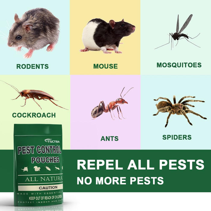 TSCTBA Pest Control Pouches,Peppermint Pest and Rodent Repellent for Mouse/Rat/Mosquito, Naturally and Strongly Repel Spider,Roach,Bugs,Insect,Ant, & Other Pests -8P