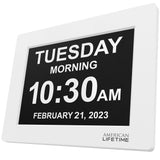 American Lifetime 【New 2024】 Dementia Clock Large Digital Clock for Seniors, Digital Clock Large Display with Custom Alarms, Clock with Day & Date for Elderly, Large Number Digital Clock White