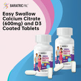 BariatricPal Easy Swallow Calcium Citrate (600mg) and D3 Coated Tablets (30-Day Supply)