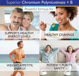 Pure Chromium Polynicotinate Supplement - Made in USA - 200mcg + Vitamin B3 for Optimal Absorption, Veggie Cap, 14 Week Supply