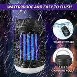 Solar Bug Zapper Outdoor Waterproof Mosquito Zapper for Patio Home Camping, 3 in 1 Cordless Mosquito Light Killer Portable Small Bug Zapper - Camping Light, Mosquito Killer, Flashlight - Black, 2 PCS