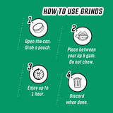 Grinds Coffee Pouches | 3 Cans of Wintergreen | 18 Pouches Per Can | 1 Pouch eq. 1/4 Cup of Coffee (Wintergreen)