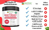 Beet Juice Powder Organic - Cold Pressed - 20:1 Concentrate - Concentrated Beet Root Powder - Nitric Oxide - Circulation Support - 57 Servings of Beet Root Supplement - 7oz