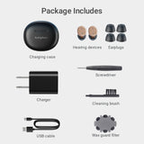 Hearing aids, Autiphon AT-B25 Advanced Rechargeable Digital Hearing Aids for Seniors Adults with Noise Cancelling, OTC Mini CIC Hearing Devices with Charging Case for 100 hrs Back-up Power, Pair,