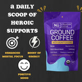 Mushroom Coffee - Dark Roast Coffee with Lions Mane & Reishi - Enhanced Focus, Stress Relief, Immune Support, & Gut Health with Adaptogen Mushrooms & Nootropics - Ground Beans - 10oz