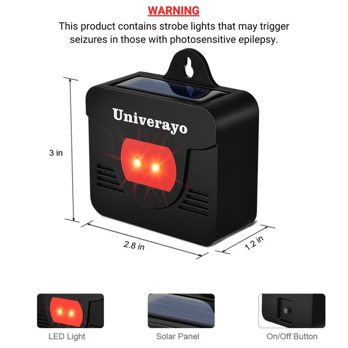 Univerayo Coyote Deterrent Solar Predator Control Light Deer Repellent Device for Nighttime Animal Repeller Fox Skunk Repellent Raccoon Deterrent for Outdoor Garden Yard Chicken Coop - 4 Pack