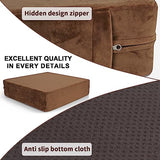 SINOSSO Velvet Large Chair Cushion for Elderly 20" x 20" x 5", High Density Foam Recliner Chair Pad Couch Armchair Seat Cushion, Brown